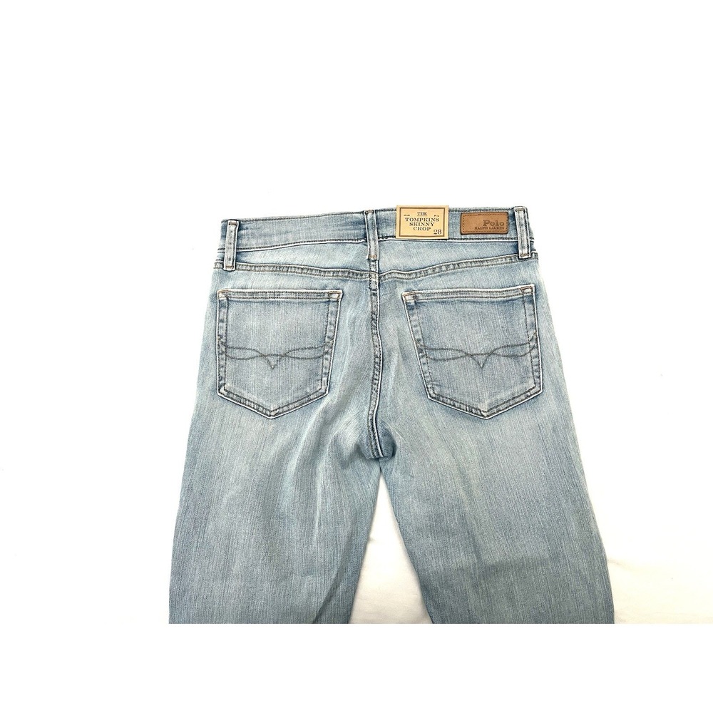 NWT Polo Ralph Lauren The Tompkins Skinny Crop Distressed Jeans 28 Light Wash - Picture 6 of 13